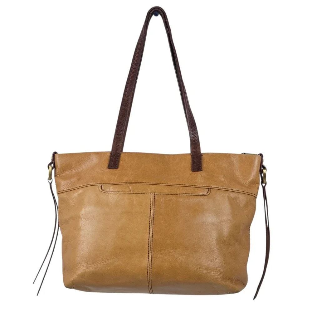 HOBO Cecily Caramel Brown Leather Tote Satchel Shoulder Bag‎ Double Handles READ
